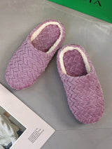 Buy SHEIN Women's Stylish Purple Cable Textured Fluffy Bedroom Slippers With Embroidery in Pakistan