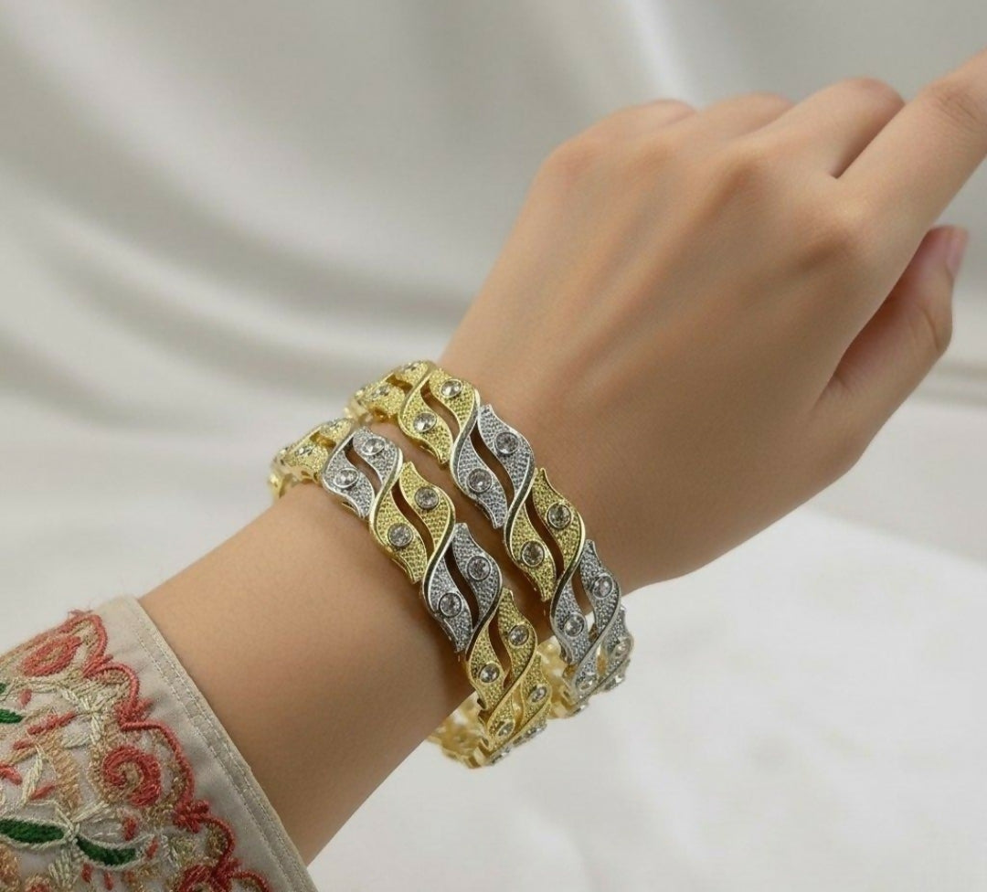 Round Stone Leaf Bangle Set-00019 | Women Jewelry | Bangles/Bracelets | Brand New