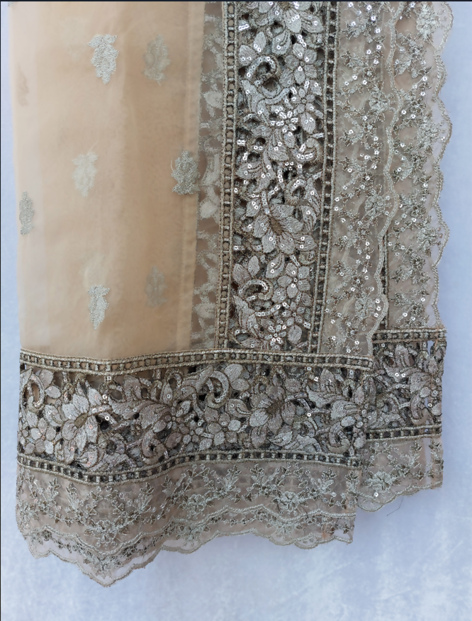 Champange Silver Embroidered Maxi | Women Frocks & Maxis | Medium | Worn Once