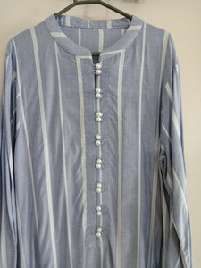 Blue & White Striped Kurta | Women Locally Made Kurta | Small | New