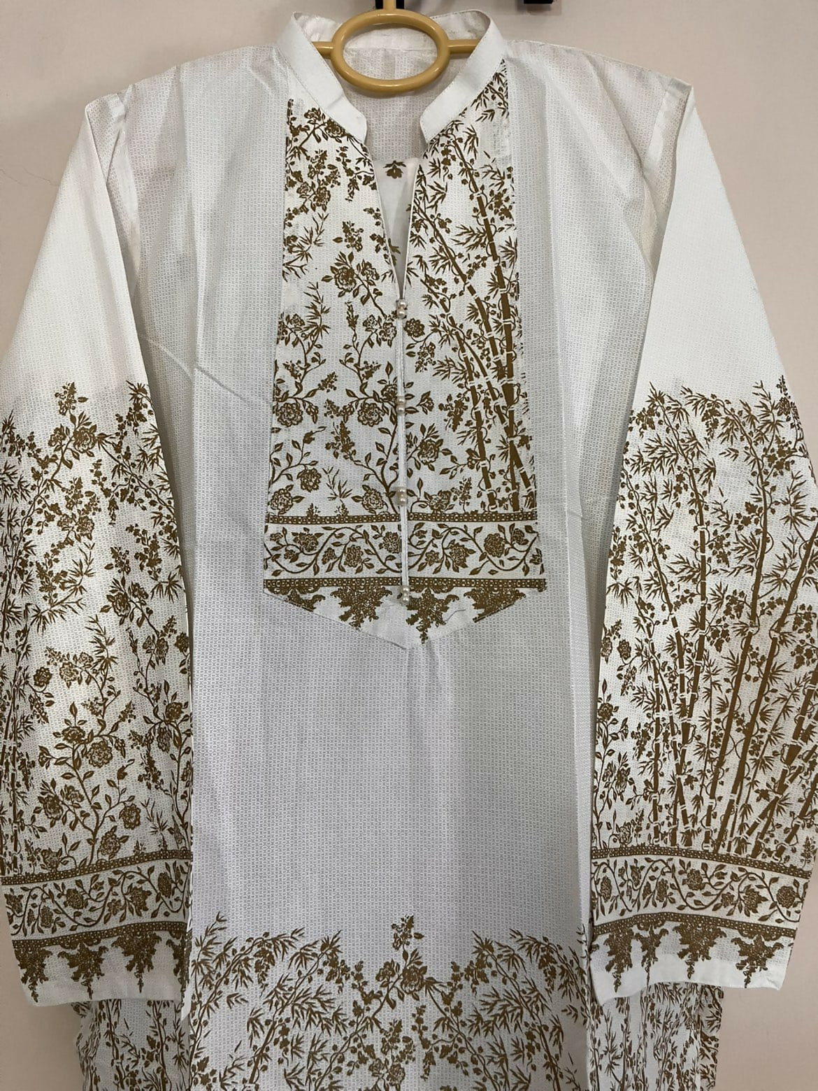 White and Gold Kurta | Women Locally Made Kurta | Large | Brand New