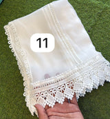 Dyeable Chiffon Lace Dupatta | Women Accessories | Duppata | Large | Brand New