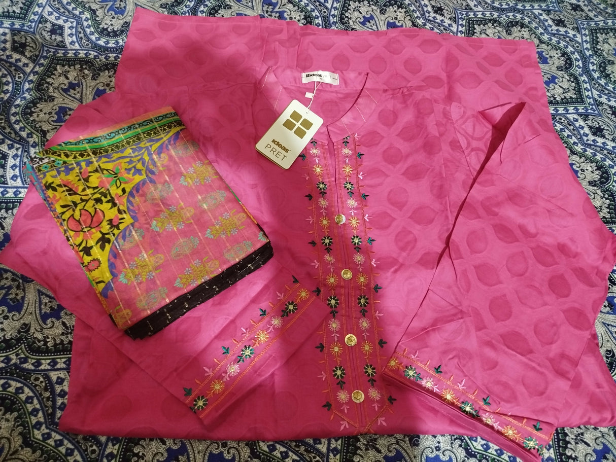 Gul Ahmed | Women Branded Kurta | Pink Kurta | XLarge | Brand New