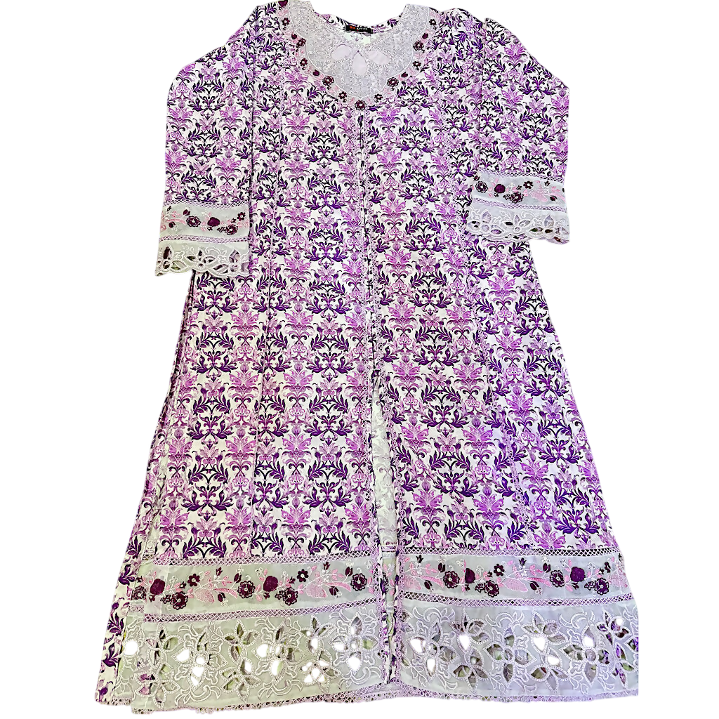 Embroided lawn 3Pcs | Women Locally Made Kurta | Medium | Purple | Brand New