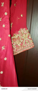 Red Long Bridal Maxi with Golden Dupatta | Women Bridals | Small | Worn Once