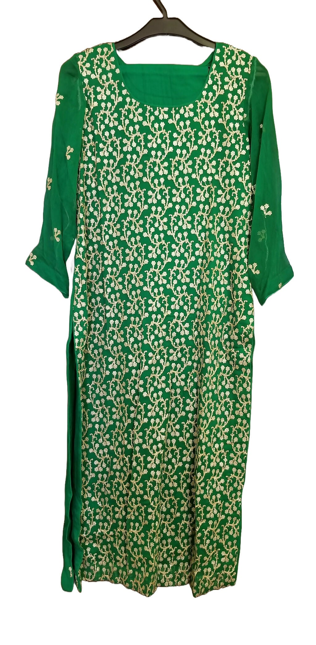 Green & gold chiffon suit | Women Locally Made Formals | Small | Worn Once