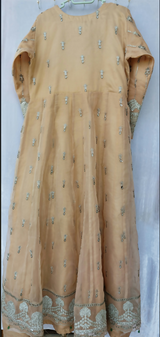 Champange Silver Embroidered Maxi | Women Frocks & Maxis | Medium | Worn Once