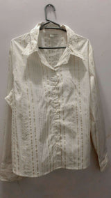 White and Golden Stylish Western Top | Women Tops & Shirts | Large | Preloved