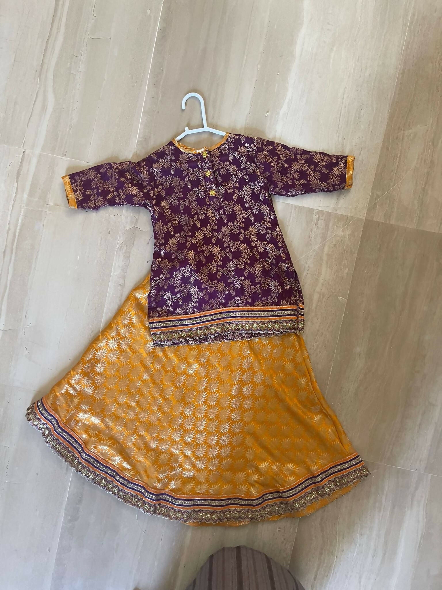 Beautiful Jamawar Sharara | Girls Shalwar Kameez | Size: 3-4 Year Girls | Preloved