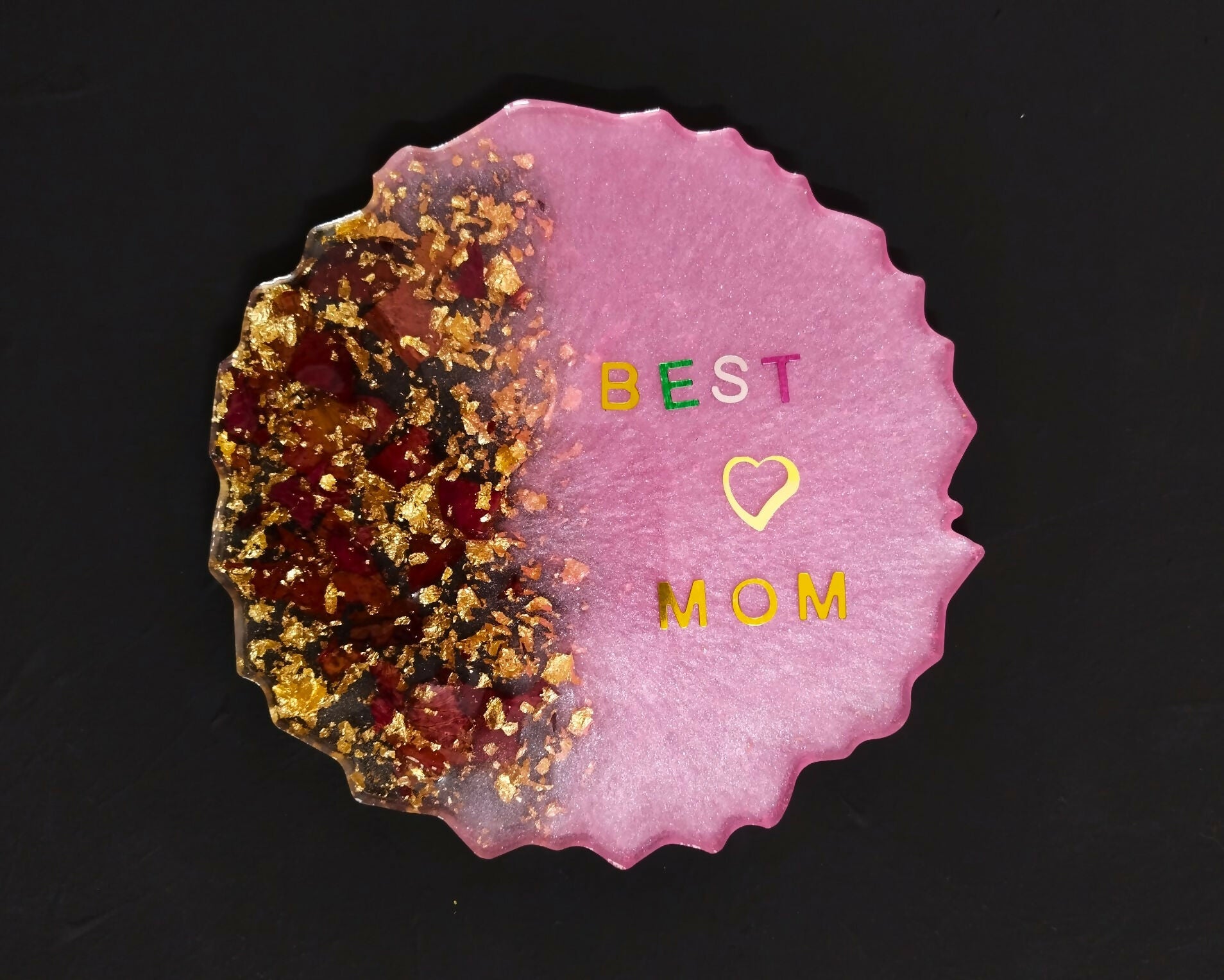Pink & Golden Best Mom Coaster | For Your Home | New