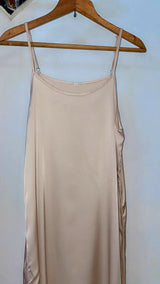 Silk Long Maxi | Women Frocks & Maxis | Beige | Small | Preloved