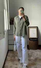 Brown Button Shirt | Women Tops & Shirts | Medium | Preloved