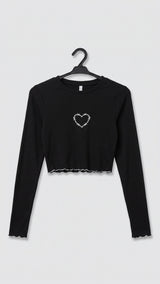 Embroidered Crop Top | Women Tops & Shirts | Black | XSmall | New