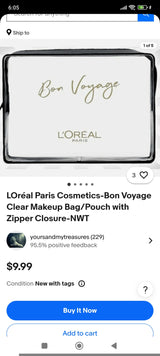 L'Oréal Paris Transparent Makeup Pouch | Women Bags | Medium | New