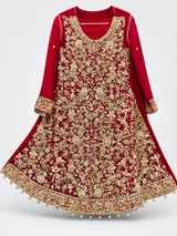 Red Maroon Embroidered bridal frock | Women Bridals | Medium | Worn Once