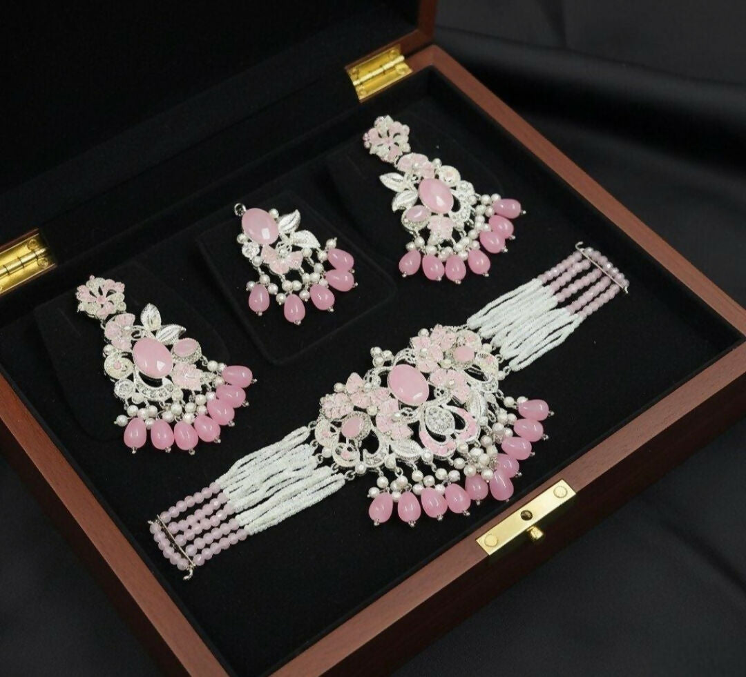 Oval/Flower Pearl Drop Choker Set-00262 | Women Jewelry | Wedding Jewelry & Sets | Brand New