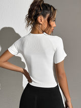 Buy SHEIN Yoga Basic Solid Raglan Sleeve Crop Sport Tee Gym Top in Pakistan