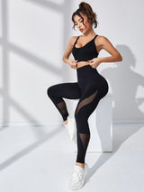 Buy SHEIN Yoga Sxy 2pcs Seamless Fitness Yoga Suit Gym Outfits Set Strappy Back Cami Scrunch Butt Hollow Out Tights in Pakistan
