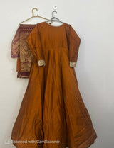 Rust Orange Indian Raw Silk Maxi | Women Frocks & Maxi | Small | Worn Once