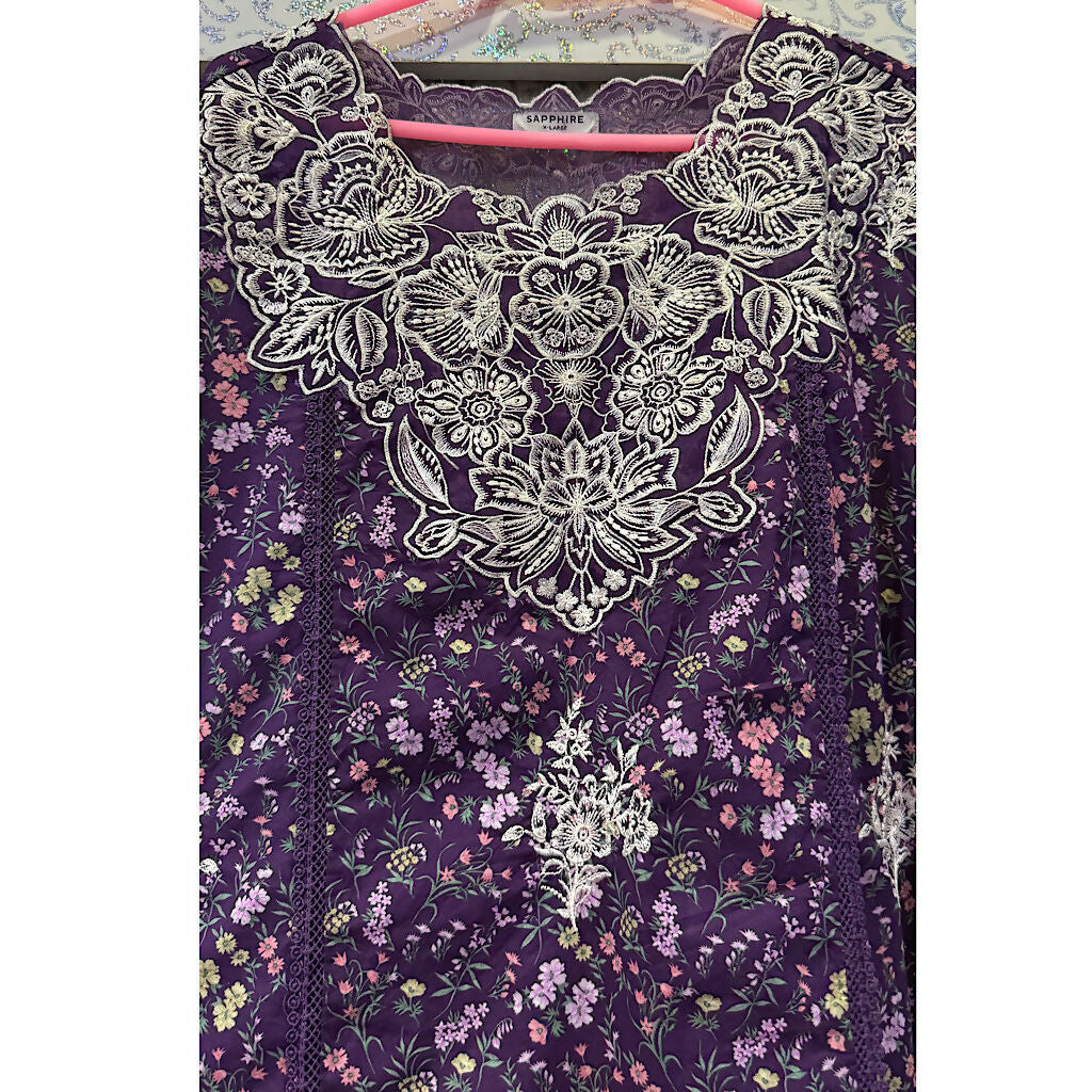 Sapphire | Women Branded Kurta | Purple Kurta | Large | New