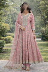 Tea Pink Net Maxi | Women Bridals | Valima/Reception | Medium | Worn Once