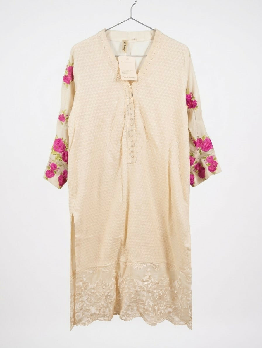 Agha Noor | Women Branded Kurta | Beige | Small | Worn Once