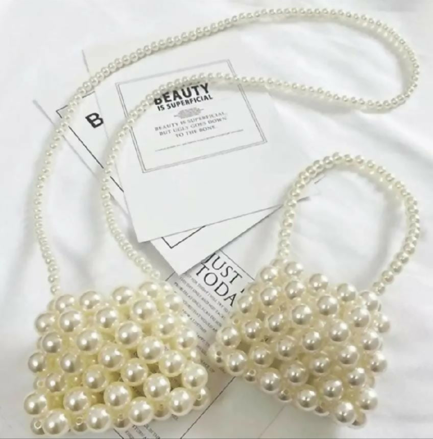 Mini Pearl Beaded Bag with Long Strap | Brand New | Pearls Bag