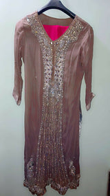 Brown Embroidered Shirt | Women Locally Made Kurta | Large | Preloved