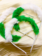 Fur Hair Band | Kids | Girls Accessories | Green & White | Brand New