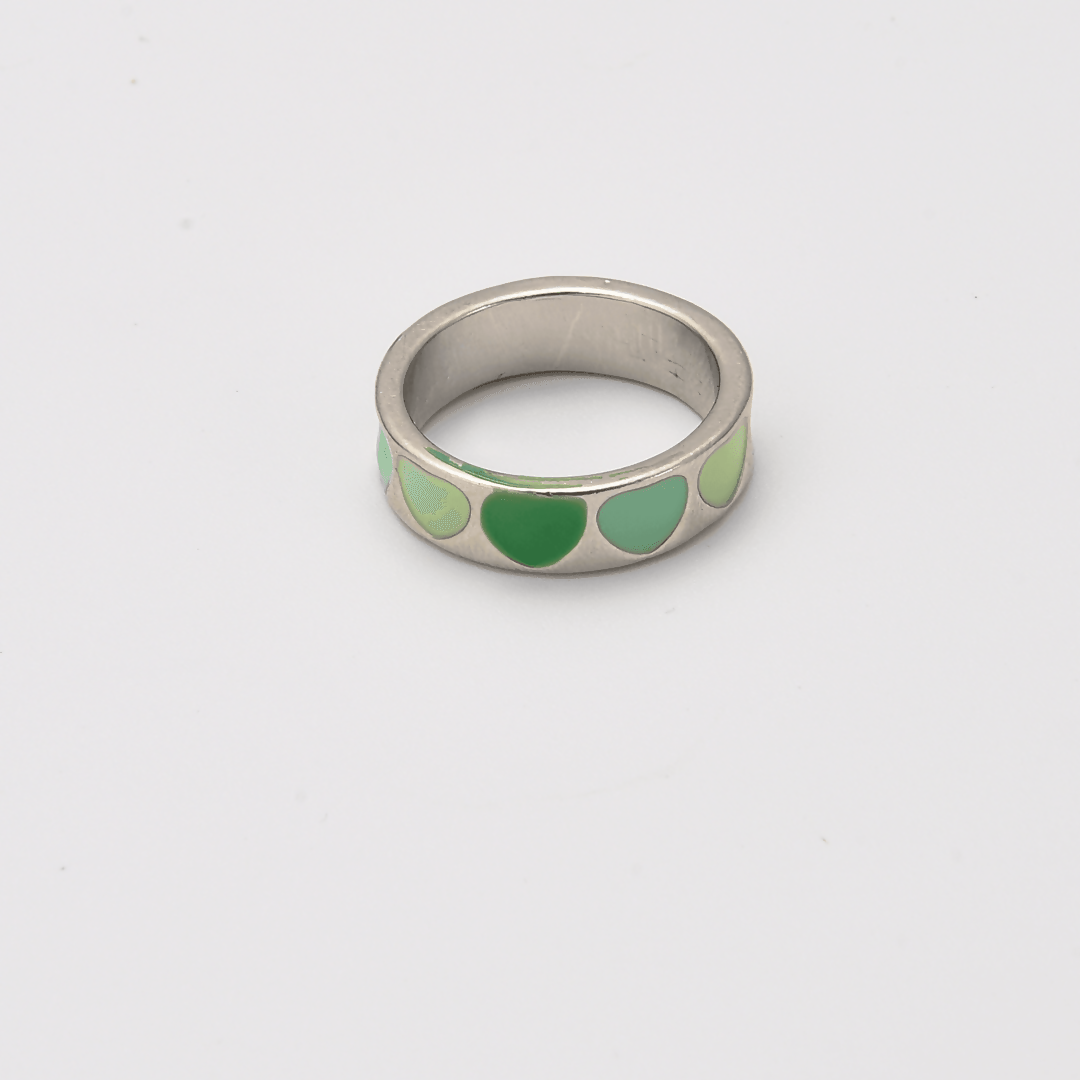 Hearts Silver Ring Band | Women Jewerly | Rings | Green | Size: 7 & 8 | Brand New