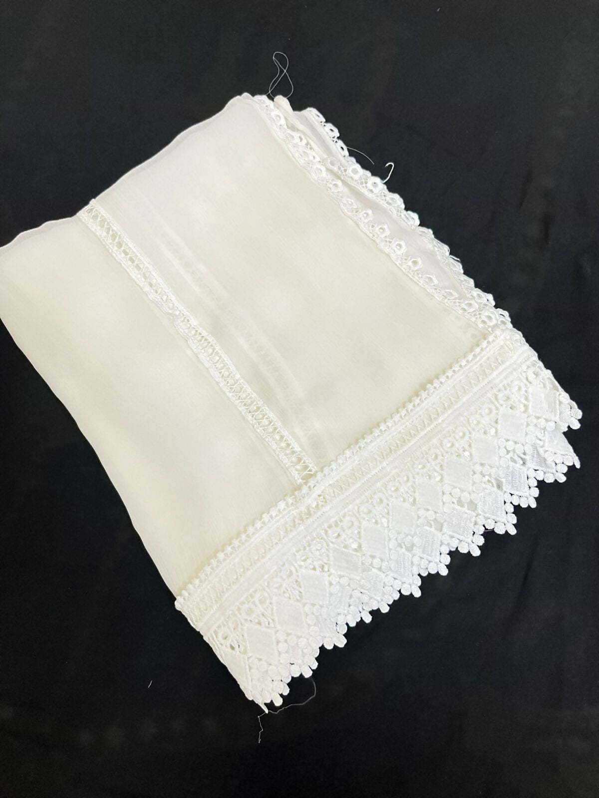 Dyeable Chiffon Lace Dupatta | Women Accessories | Duppata | Large | Brand New