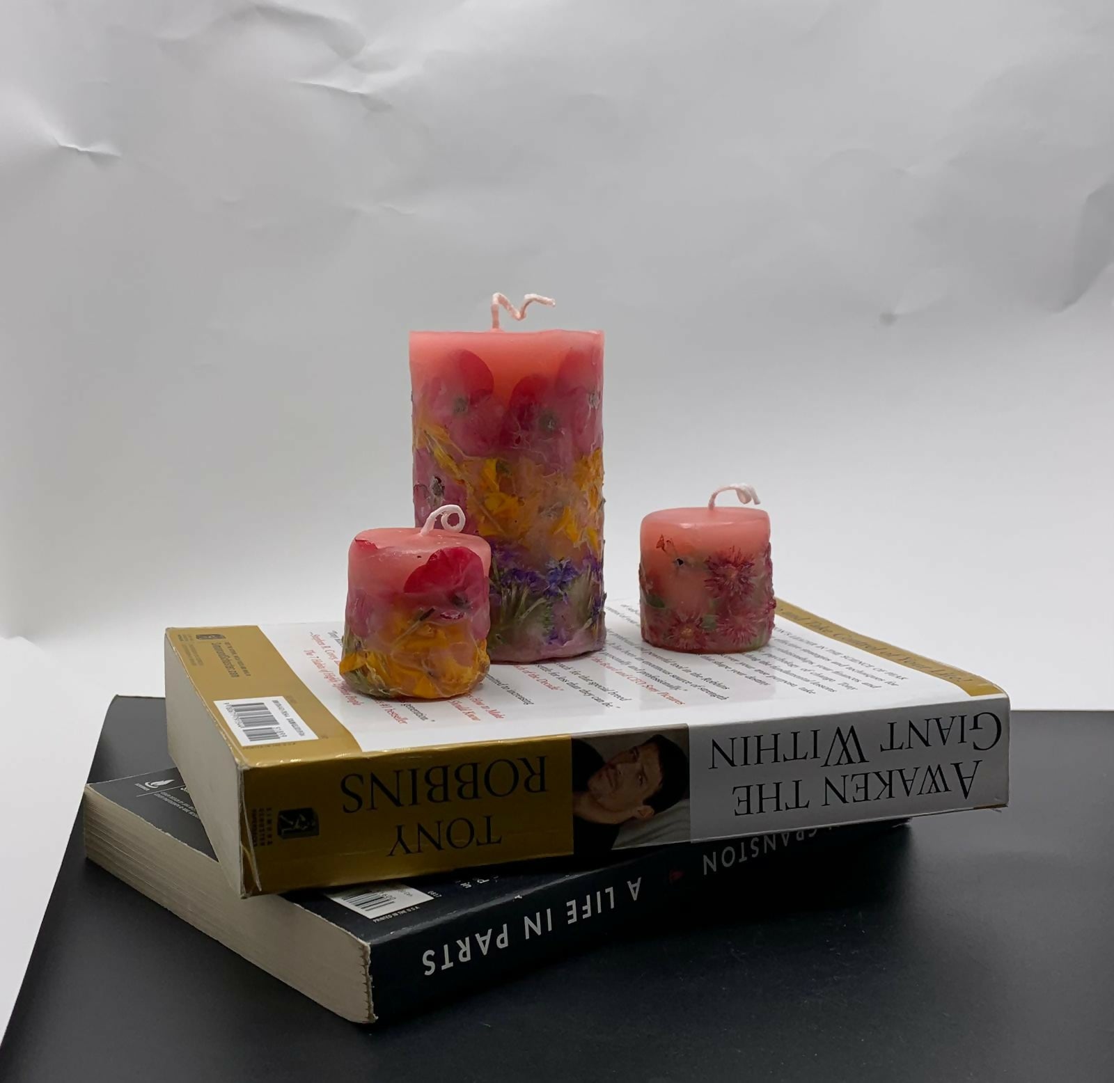Scented Dried Flower Pillar Candle | Home & Decor | Large | New