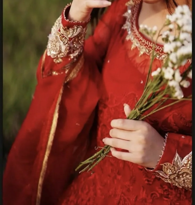 Red Heavy Frock | Women Frocks & Maxis | Medium | Worn Once