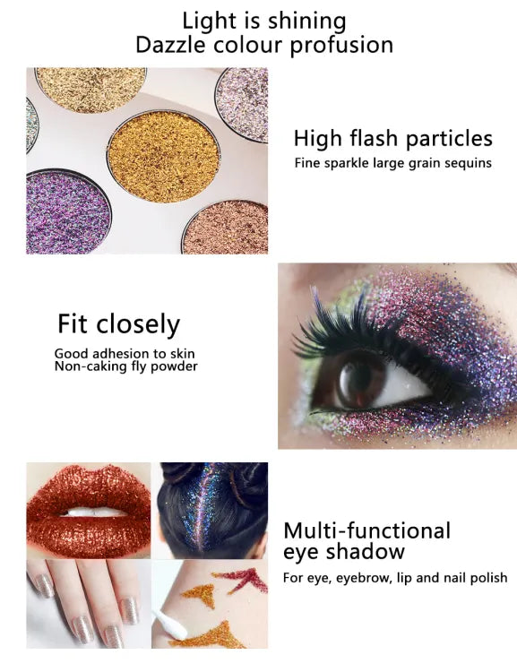 Buy Miss Rose 18 Colors Sequins Glitter Powder High Gloss Pearly Eye Shadow Palette in Pakistan
