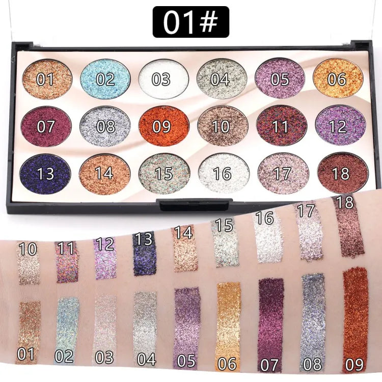 Buy Miss Rose 18 Colors Sequins Glitter Powder High Gloss Pearly Eye Shadow Palette in Pakistan