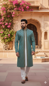 Indian Kumkhawab Sherwani | Men Shalwar Kameez | XLarge | Preloved