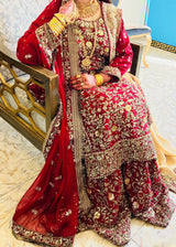 Haseens Officials | Maroon | Bridal Lehnga( Surkhaab) | Women Bridals | Large | Worn Once