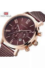 Buy Mini Focus Brown Stainless Steel Mesh Brown Dial Quartz Watch for Gents- MF0183G-4 CP-ST in Pakistan
