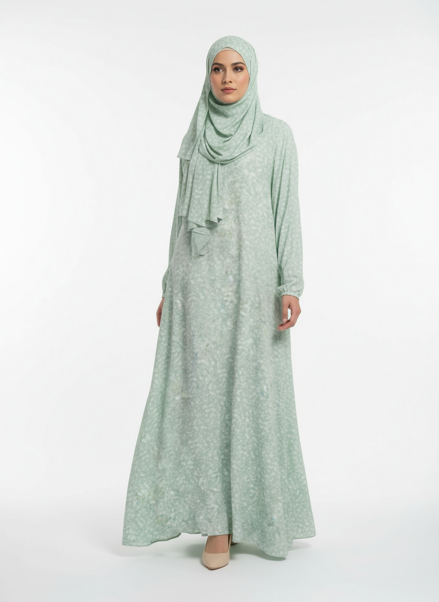 Ice Cream Printed Green Maxi Abaya | Women Accessories | Large | Brand New