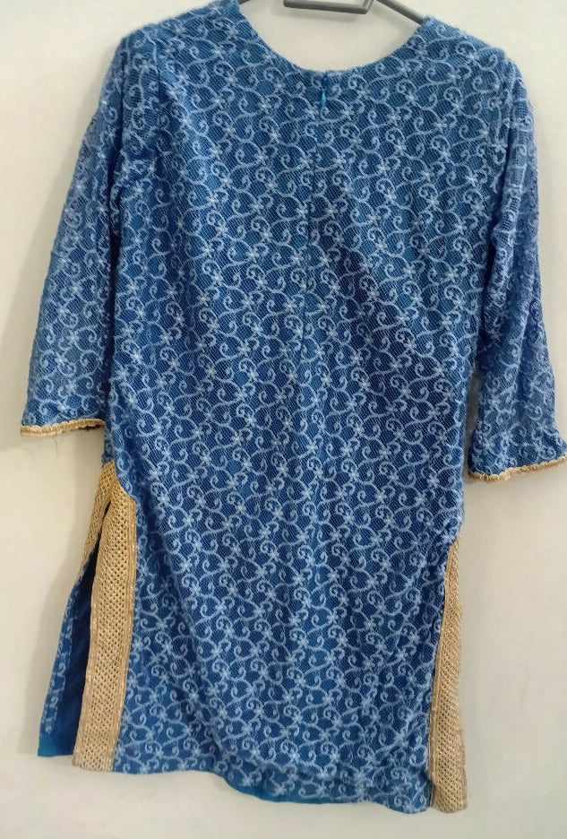 Blue Net Kurta | Women Locally Made Kurta | Small | Preloved