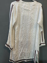 Embroidered Silk White Kurta | Women Locally Made Kurta | Medium | Worn Once