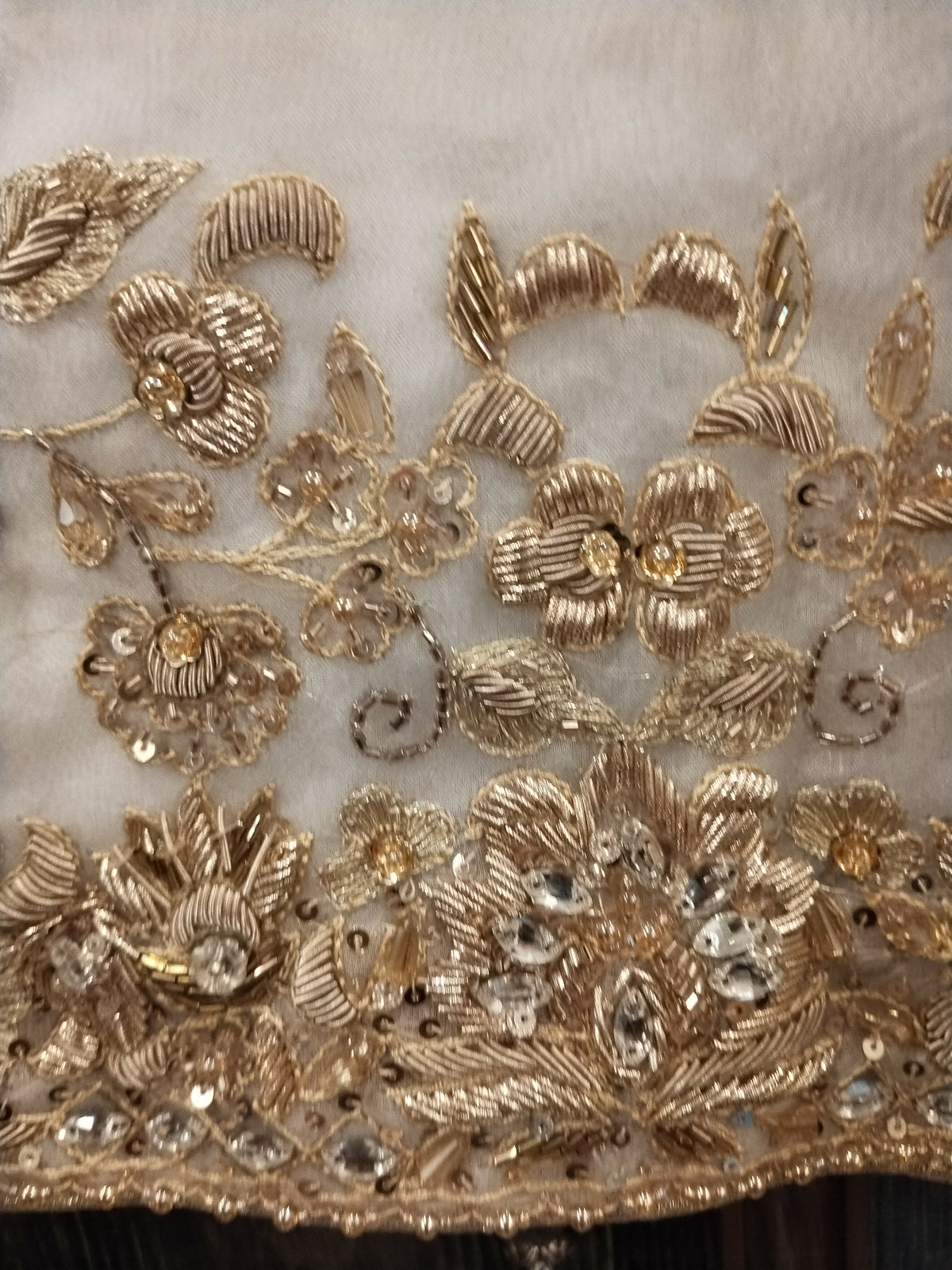 Fancy Gharara Dress | Women Locally Made Formals | Ghararas Shararas & Lehangas | Golden & Off White | Medium | Brand New