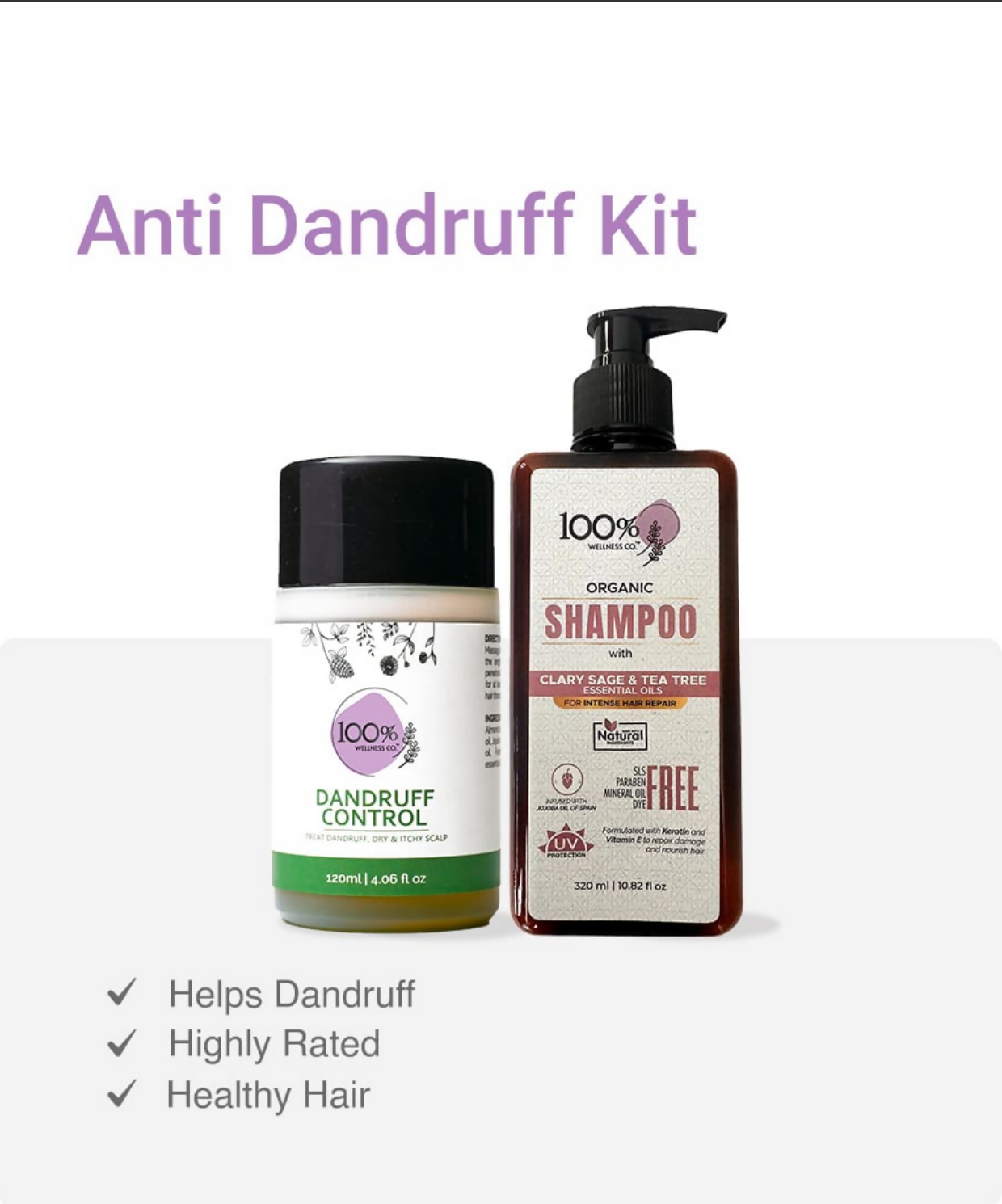 100% Wellness | Anti Dandruff Hair Kit | Women Beauty | Brand New