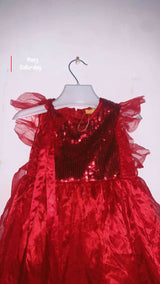 Bacha Party | Red Frock | Girls Skirts & Dresses | Size: 2 to 3 Yrs | Preloved
