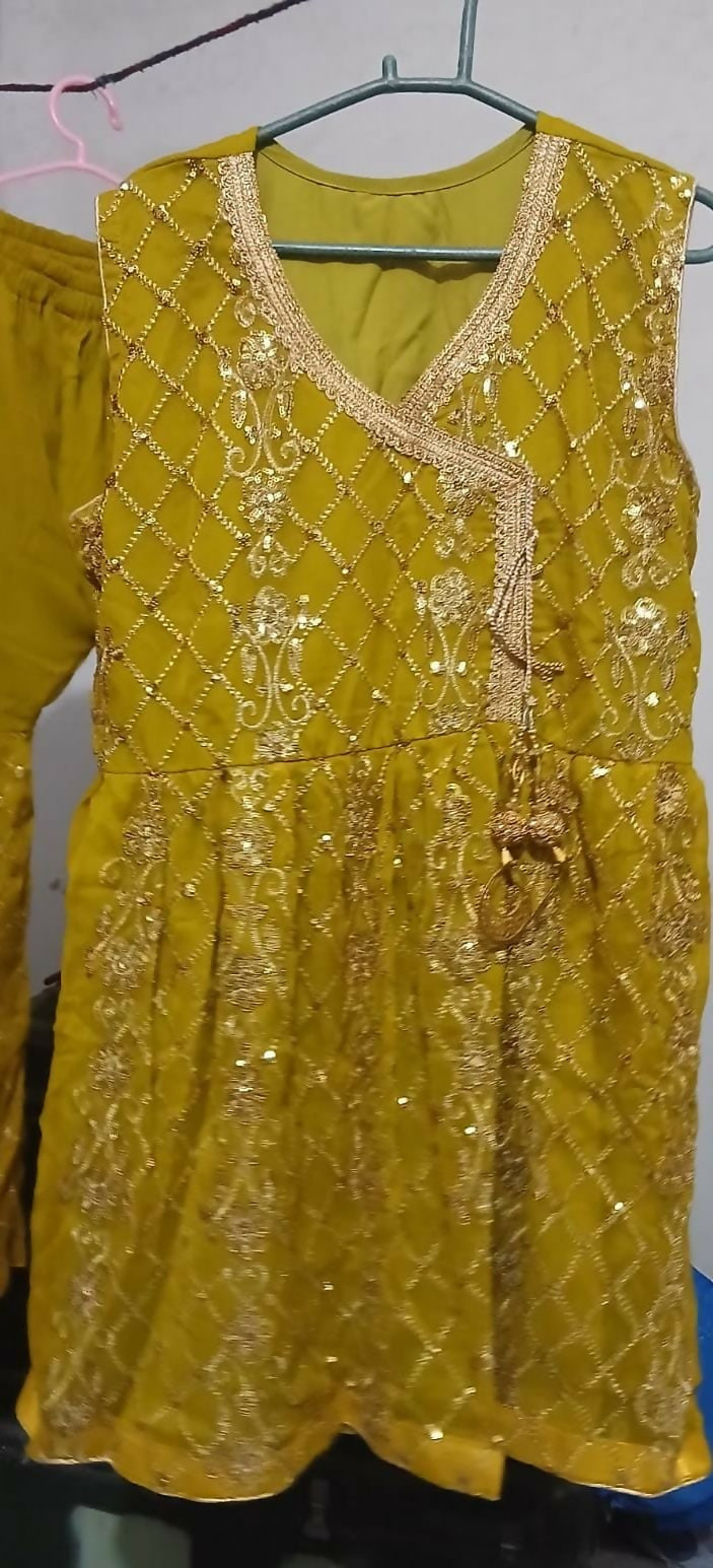 Mehndi Party Wear | Women Locally Made Formals | Ghararas, Shararas & Lehngas | Yellow | Medium | Worn Once
