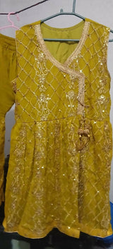 Mehndi Party Wear | Women Locally Made Formals | Ghararas, Shararas & Lehngas | Yellow | Medium | Worn Once