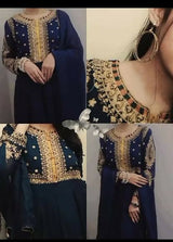Embroidered Anarkali Frock | Women Frocks & Maxis | Medium | Navy Blue | Preloved