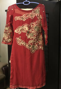 3pc Embroidered Chiffon Suit | Women Locally Made Formals | Small | Preloved