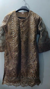 Brown Embroidered Blue 2Pcs | Women Locally Made Formals | Medium | Preloved