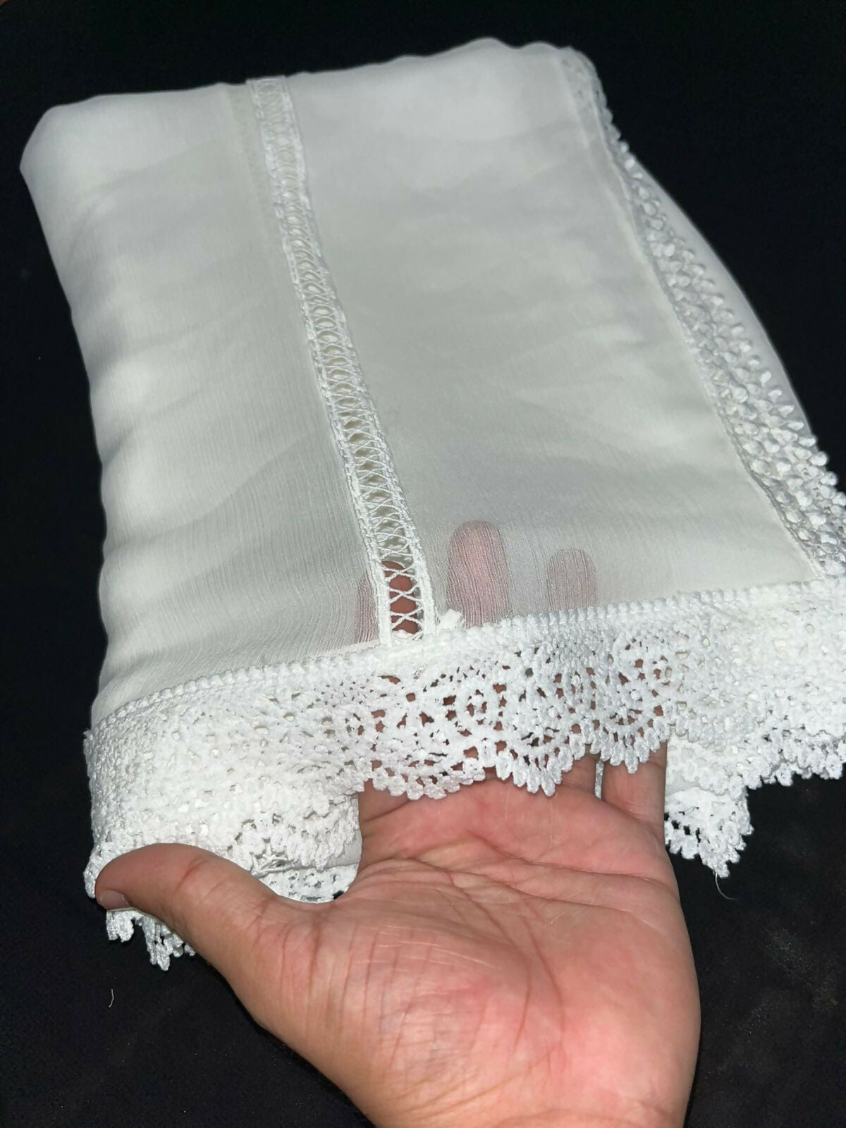Dyeable Chiffon Lace Dupatta | Women Accessories | Duppata | Large | Brand New